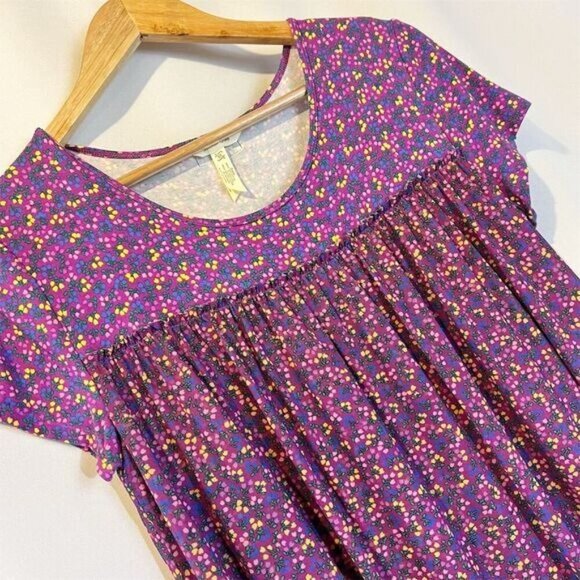 Matilda Jane Floral Purple Walking on a Cloud Short Sleeve Top M Cottagecore - Picture 7 of 7